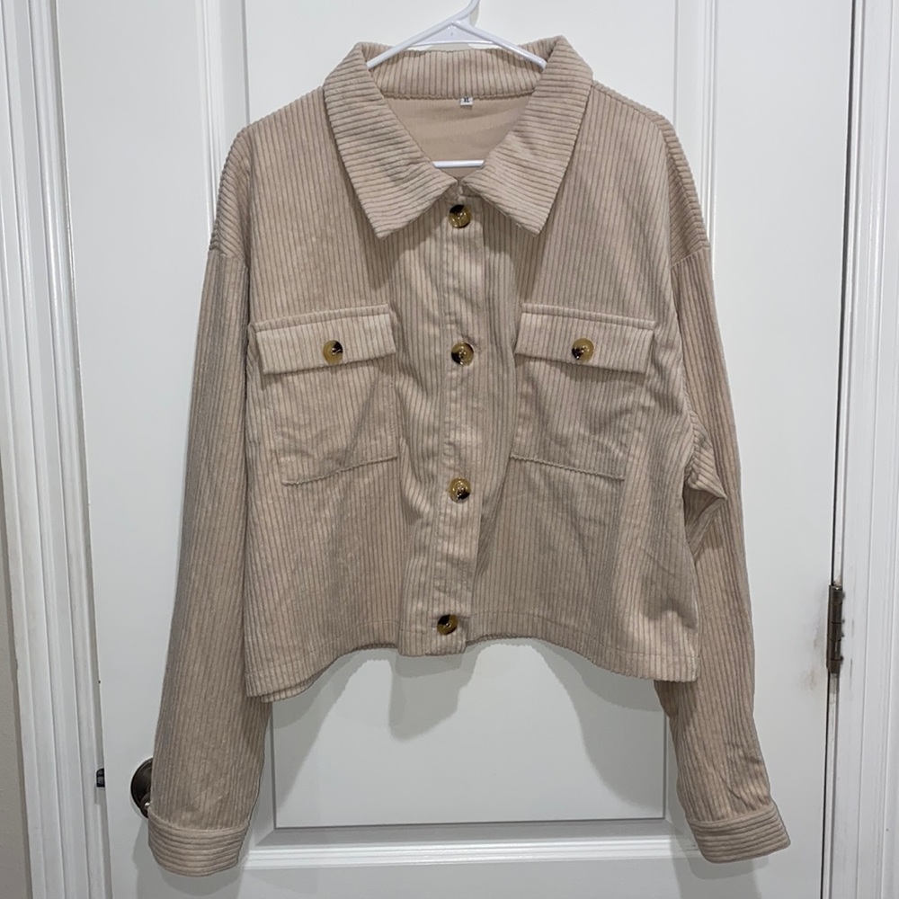 Women's Fashion Cropped Corduroy Shirt Jacket Shackets